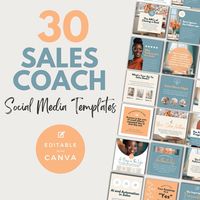 Are you a sales coach looking to make a lasting impression on social media? Look no further! Welcome to our collection of 30 Sales Coach Social Media Templates designed to elevate your online presence and engage your audience like never before! Whether you're sharing motivational quotes, a glimpse at a day in the life, or your latest offer,, these templates are perfect for all your social media needs. ✨ What's Included: -Instant access to an editable Canva template. -User-friendly customization