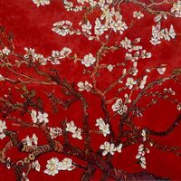 Branches of an Almond Tree in Blossom, Ruby Red is a handcrafted reimagining of Vincent Van Gogh's timeless original, Branches of an Almond Tree in Blossom. Luxury brand La Pastiche seeks out today's most skilled artists and finest materials to produce stunning tributes to creative masters. Each unique - and entirely exclusive - oil painting reinterprets and embellishes the original with fresh colors and/or metallic accents. Granting unprecedented flexibility and brilliance, La Pastiche artwork