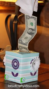 Tissue Money Gift or white elephant gift! Imagine how funny it would be to see the person who got "stuck" with this gift acting all sad till they use it...