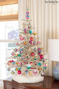 Tinsel Christmas Tree with Vintage Shiny Brite Ornaments