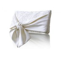 Ivory lace bridal clutch bag with bow detail.