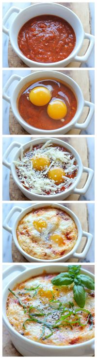 Italian Baked Eggs - You’ll never believe that these marinara cheesy baked eggs can be made in just 10 minutes for a complete breakfast!