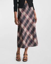 Vince Plaid Midi Slip Skirt | Neiman Marcus