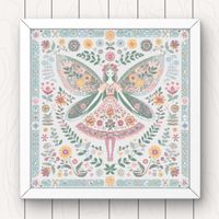 Flower Fairy counted cross stitch pattern whimsical PDF instant digital download cross stitch pattern  Approx 200x200 Stitches  Fabric 14 Count Aida Approx Size  14-1/4 inches (36.3cm) wide 14-1/4 inches (36.3cm) high Fabric Size including 5cm (2") border 18 inches (46cm) wide 18 inches (46cm) high What's included: 1 x PDF file including    Colour chart with symbols    Black and white symbol chart    Colourblock chart.     Floss/thread list including stitch count and skeins used.   Thread sorter