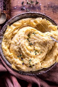 Crockpot Fondue Mashed Potatoes | halfbakedharvest.com