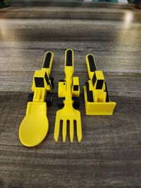 Constructive Eating Bulldozer Spade, Forklift Spoon, Excavator Fork, Construction Flatware for Toddlers, Kids's Tableware Set of 3 Cutlery by PennyLaneTreasures on Etsy