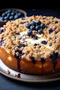 Dive into a delightful blend of blueberries, cream cheese, and a buttery streusel. This coffee cake promises a moist and flavorful morning indulgence. Simple ingredients, extravagant taste!