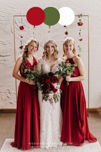 If you're on the hunt for a bridesmaid dress that's both chic and versatile, look no further than this stunning 'Claret' red dress! Its bold and cheerful hue is perfect for summer weddings or any theme that calls for a pop of color. Dress it up with elegant heels and statement jewelry, or keep it casual with flats and a cute clutch. Either way, you're sure to turn heads and make a statement in this stunning dress! wedding inspo | entourage ideas | red wedding | bridesmaid dresses | wedding ideas