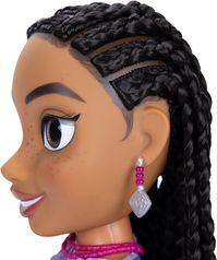 Commemorate Disney’s 100th CELEBRATION with Disney’s new animated film WISH! TRADITIONAL HAND BRAIDED HAIRSTYLE: Each of Asha’s long doll braids are styled by hand for a beautiful look POSE & PLAY: Asha’s neck, shoulders, and hips are bendable for even more playtime adventures FUN ACCESSORIES: Includes Asha’s earrings, necklace, anklet, and journal for complete storytelling play YOUR DISNEY FRIEND: At 14” tall, this Asha doll is the perfect size to bring with you wherever you go MAKES THE PERFEC