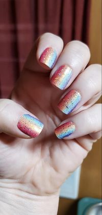 Pride Support mani/pedi 🏳️‍🌈 Into the Sunset Take Care It Takes Tucson Glittersweet over all