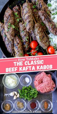 This easy kafta kabob recipe features grilled meatball skewers made with savory ground beef & onions. Perfect for a Mediterranean feast or backyard BBQ!