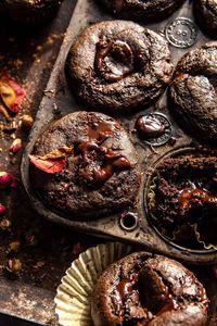 Double Chocolate Muffins: Simple ingredients and easy to make, each fluffy muffin is filled with fudgy chocolate...better than the bakery!