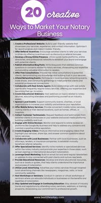 Want to take your notary business to new heights? Explore these 20 creative ways to market your services and leave a lasting impression on your target audience. From unconventional marketing techniques to out-of-the-box ideas, learn how to make your business shine in a competitive market. #NotaryMarketing #CreativeWaysToMarket #ScaleYourBusiness