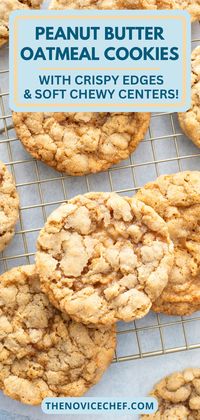 Delight in these satisfying Peanut Butter Oatmeal Cookies! With a hint of cinnamon, crisp edges, and a chewy center, these wholesome cookies made with rolled oats and creamy peanut butter are sure to please!