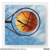 #basketball  And Hoop, Square Wall #clock