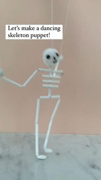 Make this playful dancing skeleton puppet for your Halloween puppet show!