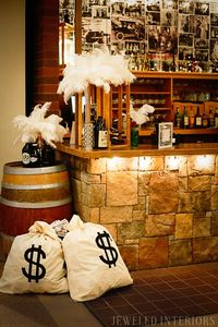 Need roaring decorating ideas for your 1920's Party? Check this out! halloween, dress-up, costume, speakeasy, speak, easy, sequins, bar, tommy gun, cigars, flapper, prohibition, charity, fundraiser, fund, raiser, money, auction, OSC, OCSC, Officers', Gatsby Spouses', club, military, scholarships, feather, ostrich, boa, fringe