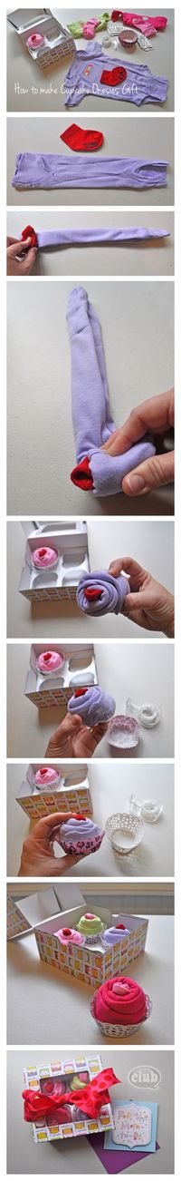 Cupcake onesies baby gift - perfect homemade gift idea. so cute!