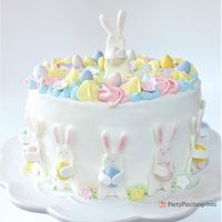 Easter Bunny Egg Hunt Cake, cute pastel Easter Cake, beautiful adorable pretty Easter cake, fondant bunny cake, Bunnies holding eggs, pastel Spring flower cake, Best Easter cake recipe