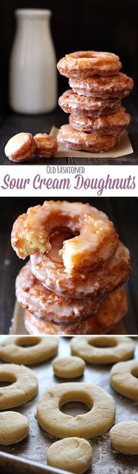 Old-Fashioned Sour Cream Doughnuts - just like at your favorite bakery!! No yeast!