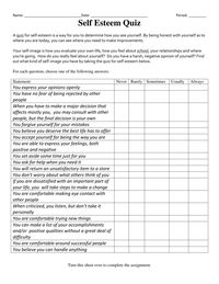 Self Esteem Assessment Worksheet Download Printable PDF | Templateroller