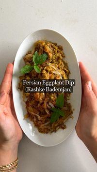 30min · 4 servings     A classic Persian eggplant dip served on the appetizer/ hors d’oeuvres table.   Ingredients  • 3 Chinese, Japanese, or Italian eggplant  • 1 yellow onion  • 1/4 cup oil  • 1 tbsp dried mint  • 2 tsp tomato paste  • 2-4 tbsp kashk  • 1/2 tsp turmeric  • 1/2 tsp red pepper flakes  • Salt to taste  Follow for more Middle Eastern recipes like this one!