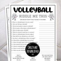 "Volleyball Riddle Me This Game | Printable Volleyball Team Party Games | Travel Volleyball | Volleyball Team Building Games | Icebreakers Hit that ♥︎ to Favorite this Game! This Volleyball Riddle Me This Game is such a fun Volleyball game to play with your friends, family, or team at your next volleyball related party, tailgate, or event! Impress your guests with the fun and unique games you brought to the party! Bring the fun with this super easy Volleyball Printable Party Game! Great party ga