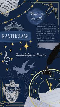 Find wallpapers of ALL other houses on my profile. Made with Canva #wallpaper #hogwarts #ravenclaw #silver #blue #goldaccents