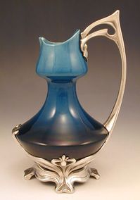 J. von Schwartz Art Nouveau Pewter & Ceramic Jug Country of Manufacture…