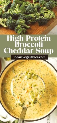 This rich and creamy broccoli cheddar soup is secretly healthy, with 20 grams of protein per serving! It’s the perfect comfort food recipe, filled with good-for-you ingredients.