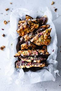 Homemade Salted Hazelnut and Pistachio Chocolate Brittle