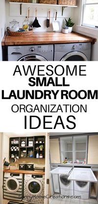 These tiny laundry room organization ideas are perfect for your house, garage, basement or apartment small laundry room.