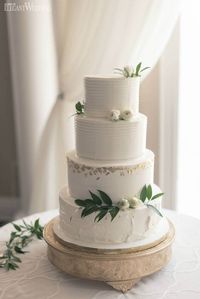 Classic White Buttercream Wedding Cake, Gold Leaf Buttercream Wedding Cake | ElegantWedding.ca