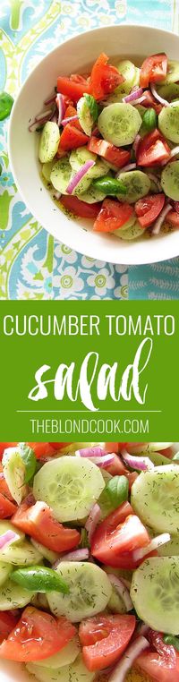 Cucumber Tomato Salad - A healthy salad with a homemade vinaigrette | theblondcook.com: