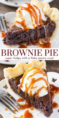 This delicious brownie pie features a super fudgy and gooey brownie baked in a flaky pie crust. It's the perfect pie for chocolate lovers #chocolatepie #browniepie #Pie #recipe #chocolatebrownie #brownie from Just So Tasty https://www.justsotasty.com/brownie-pie/