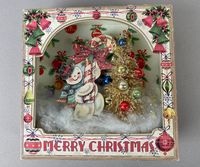 Vintage Christmas Shadowbox, Christmas Decor, Lights Up, Diorama Box, Kitsch, Snowman W/ Candy Cane, Bottle Brush X-mas Tree, Mercury Glass - Etsy