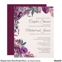 Elegant Lilac Plum Purple Floral Couple's Wedding Invitation