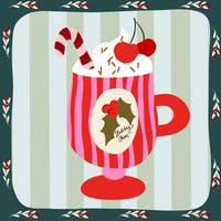 A cup of holiday cheer. #Christmas #christmasillustration #hotcocoa #stripes #trendy #artlicensing #cozy #holidays