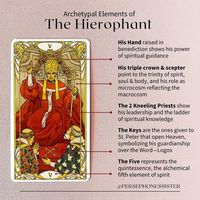 Mariana Louis, M.A. on Instagram: "The Hierophant is our greatest spiritual mentor. While the High Priestess protects the great mysteries, the Hierophant prepares us for them. He is the architect of sacred rites, the one who forges the course to god. He is our priest, our guru, our guide through the blinding light of divine truth. He supplies the tools to find our own way, but only if we trust him. When he comes he tells you there is a map to god, though it is not straight. He is here to get y