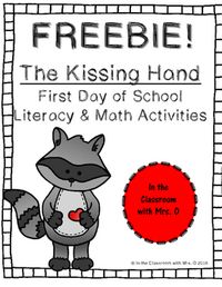 FREE for a limited time! This pack features one literacy and one math activity to use on the first day of school. Activities are based off the book, "The Kissing Hand". The literacy activity has the class brainstorming how they felt on the first day of school and creating a bubble map of their different feelings.