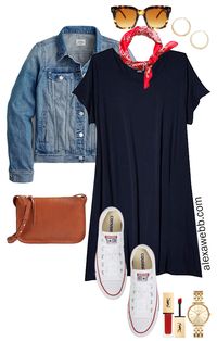 Plus Size Navy T-Shirt Dress Outfit Ideas - Alexa Webb