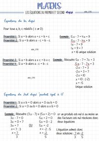 Explication simple: Maths : Les équations du premier et second degré  (Maths) - Knowunity