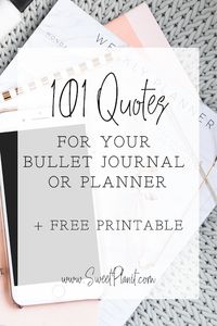 Get motivated every day by adding fun and inspiring quotes to your planner or bullet journal. Here are 101 quotes and sayings plus a free printable you can download and keep in your planner.