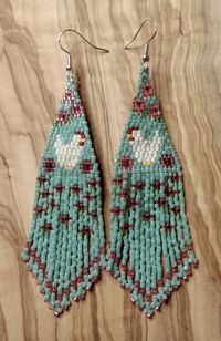 High Quality Handmade Earrings. Seed bead long fringe earrings. Boho earrings.