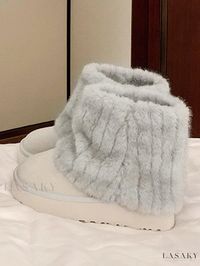 Lasaky - Stylish Womens Winter Boots with Round Toe, Faux Fur, and Leather Cuff Detail for Optimal Warmth and Comfort