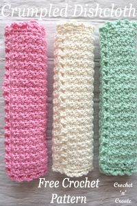 Free crochet crumpled dishcloth pattern, ideal for gifts and beginners projects. #crochetdishcloth #crochetwashcloth #crochetcloth #crochetncreate