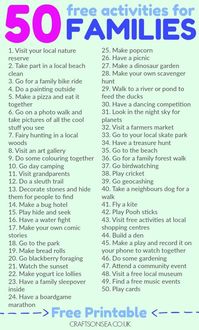 Save money and have fun with this list of 50 free activities for families as recommended by parents. Includes a printable list too!