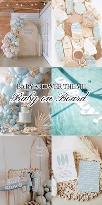 The "Baby on Board" surfing theme is a wave of fun, bringing beachy vibes and playful energy to the baby shower! It’s all about riding the tide of excitement and celebrating the little one with a splash of surf-inspired joy.