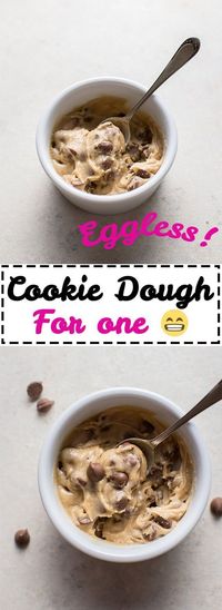 My guilt-free eggless chocolate chip cookie dough for one is the perfect portion-controlled treat. Ready in only 5 minutes!