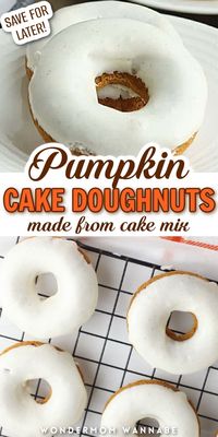 These Pumpkin Cake Doughnuts are an easy and delicious fall breakfast or snack! Made with a cake mix, they are super simple to make and then topped with a sweet cream cheese glaze for a tasty fall treat.If you love pumpkin breakfast recipes then these cake donuts are just the recipe for you. The best part of making these is that they are baked and not fried, which means less guilt when you enjoy one!